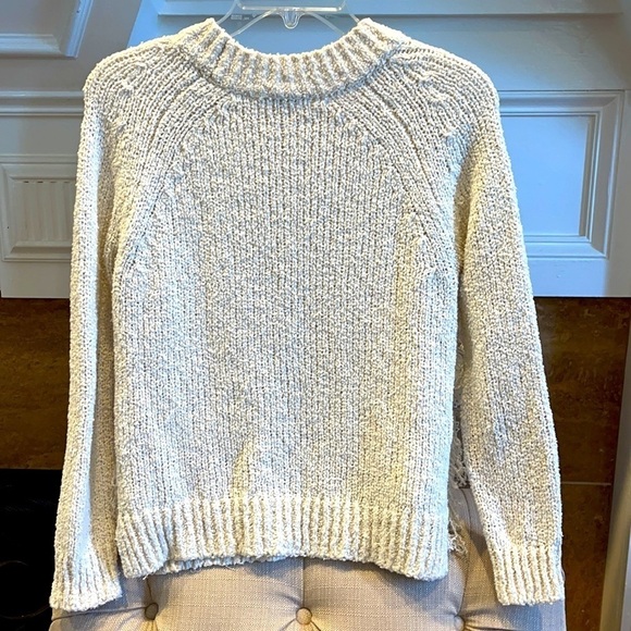𝅺AF: MADEWELL Loop-Edge Pullover Cream Fringe Sweater - Picture 3 of 6